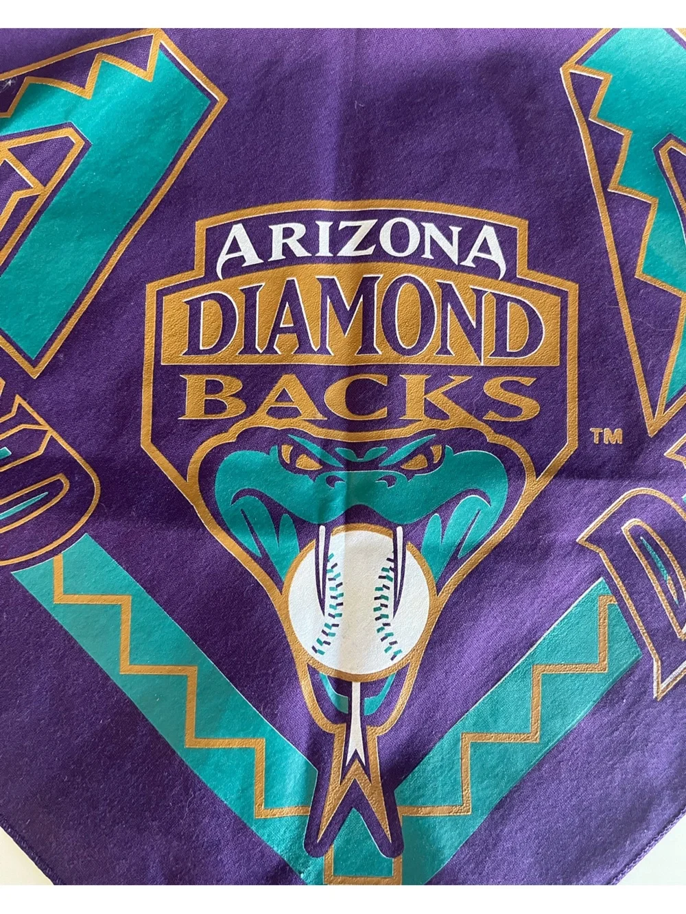 Vintage Arizona Diamonbacks 2001 World Series Bandana Purple White 21x21